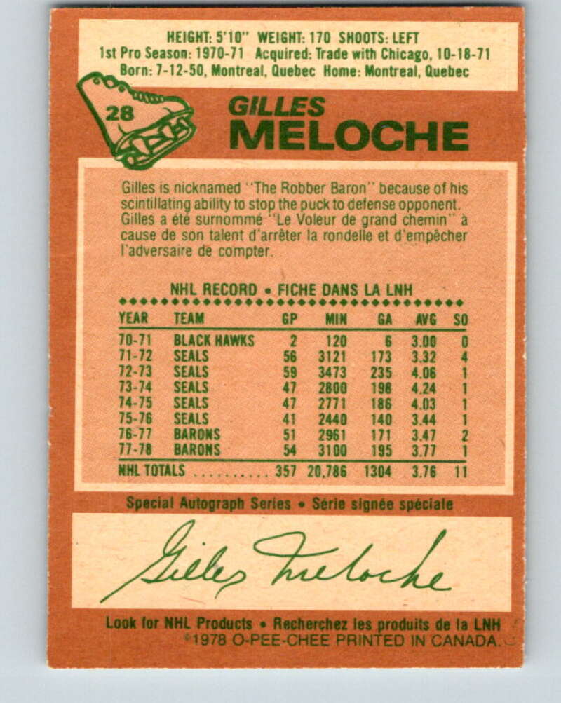 1978-79 O-Pee-Chee #28 Gilles Meloche  Minnesota North Stars  V21169