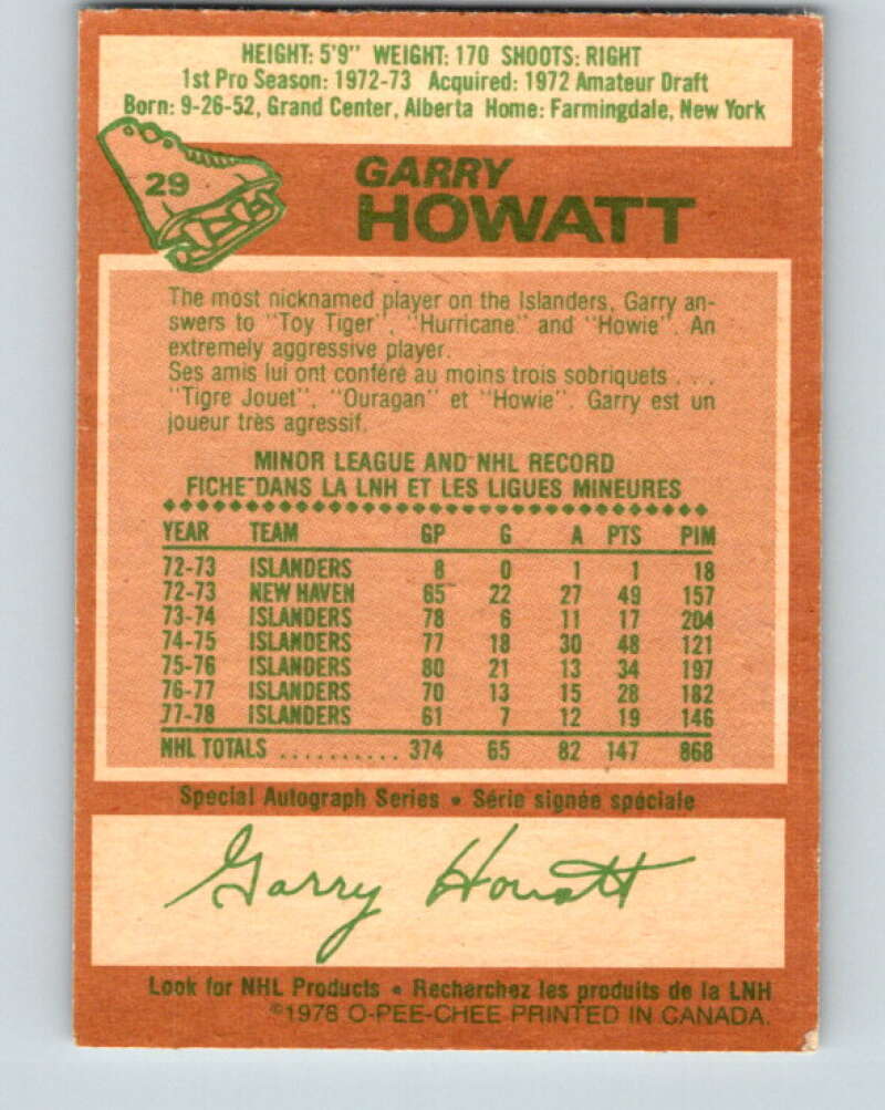 1978-79 O-Pee-Chee #29 Garry Howatt  New York Islanders  V21186