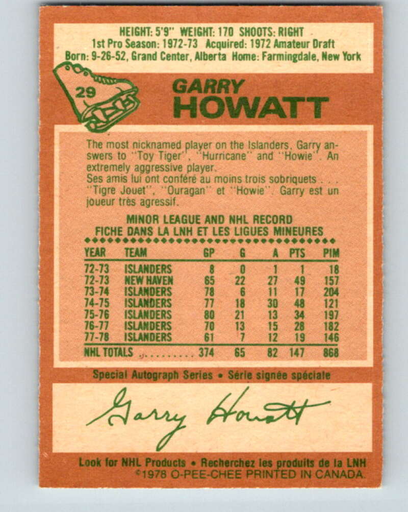 1978-79 O-Pee-Chee #29 Garry Howatt  New York Islanders  V21189