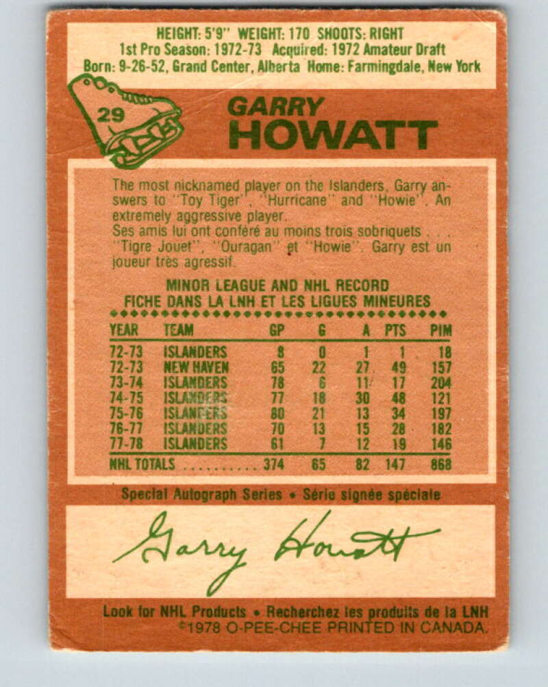 1978-79 O-Pee-Chee #29 Garry Howatt  New York Islanders  V21191