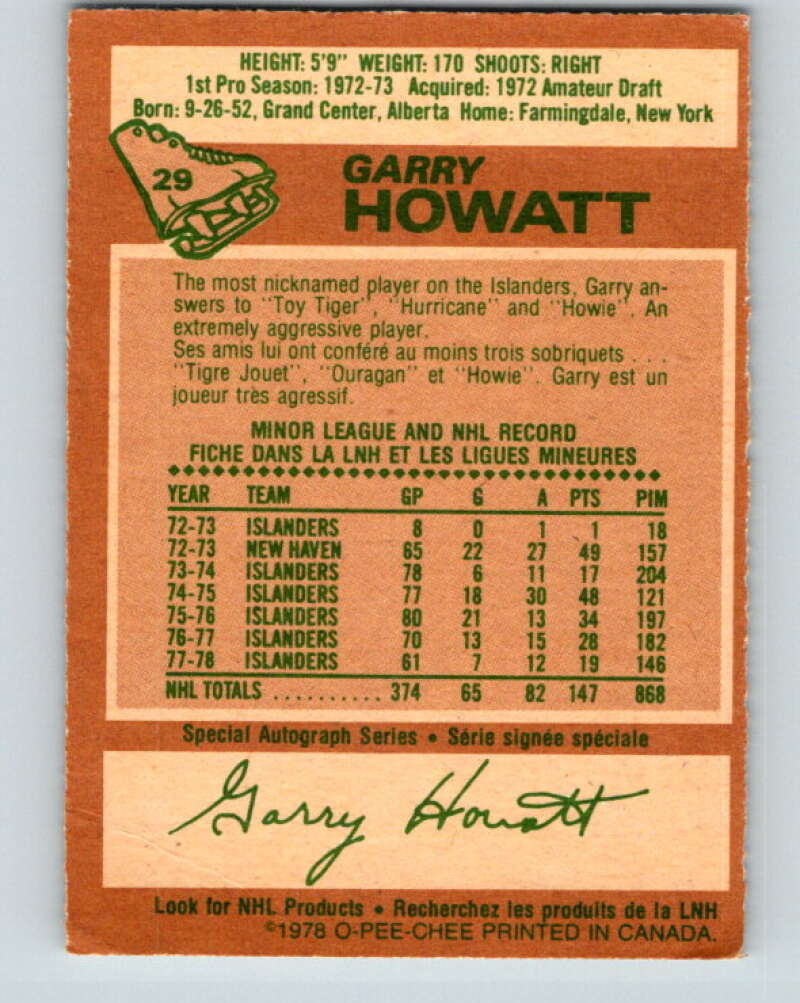 1978-79 O-Pee-Chee #29 Garry Howatt  New York Islanders  V21192