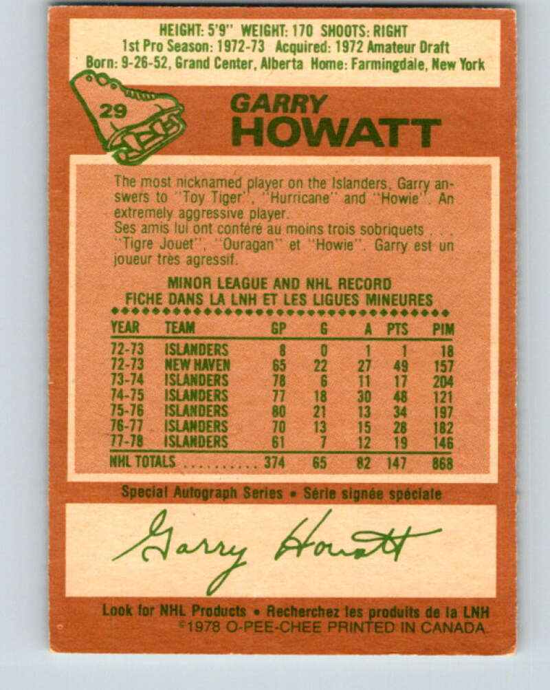 1978-79 O-Pee-Chee #29 Garry Howatt  New York Islanders  V21193