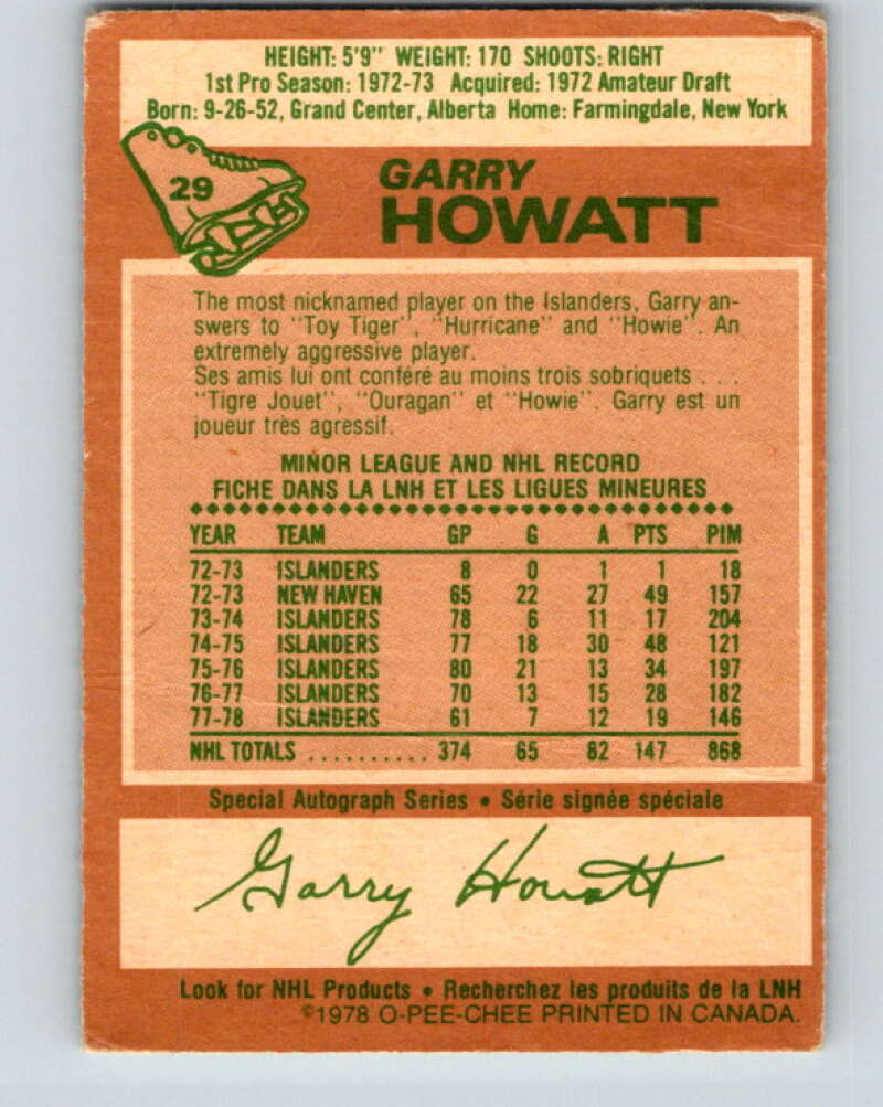 1978-79 O-Pee-Chee #29 Garry Howatt  New York Islanders  V21194