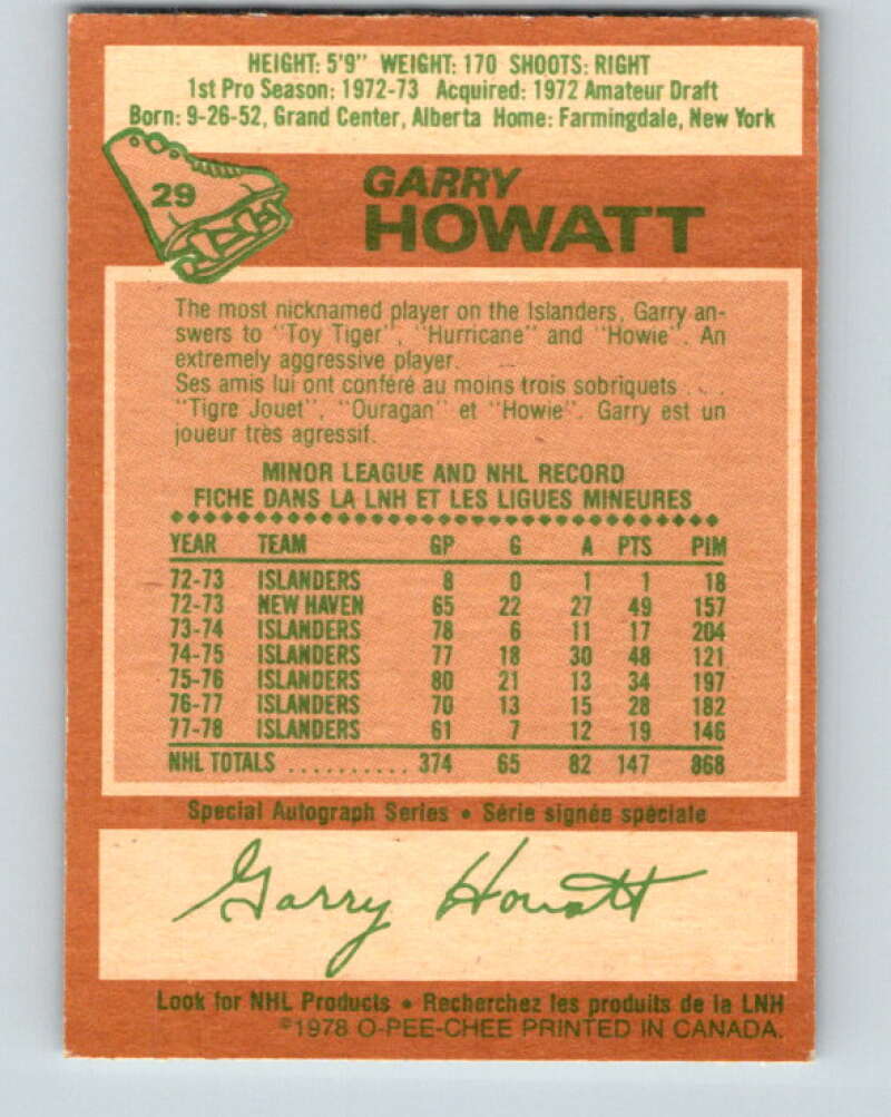 1978-79 O-Pee-Chee #29 Garry Howatt  New York Islanders  V21197