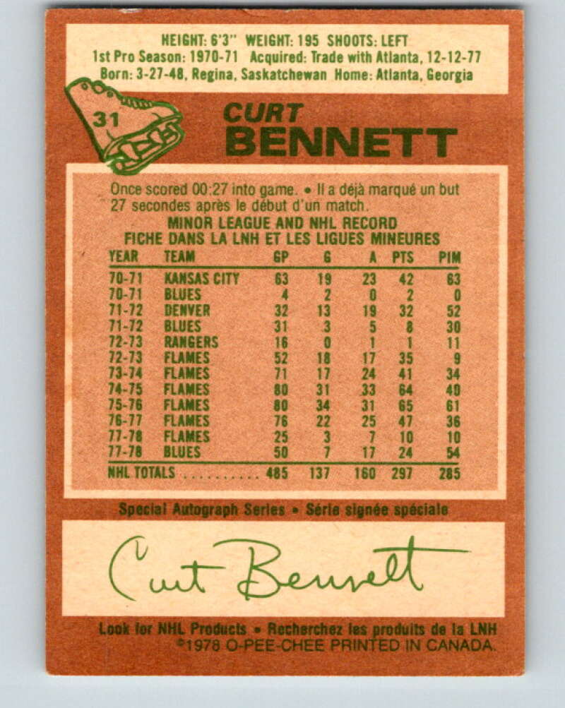 1978-79 O-Pee-Chee #31 Curt Bennett  St. Louis Blues  V21230