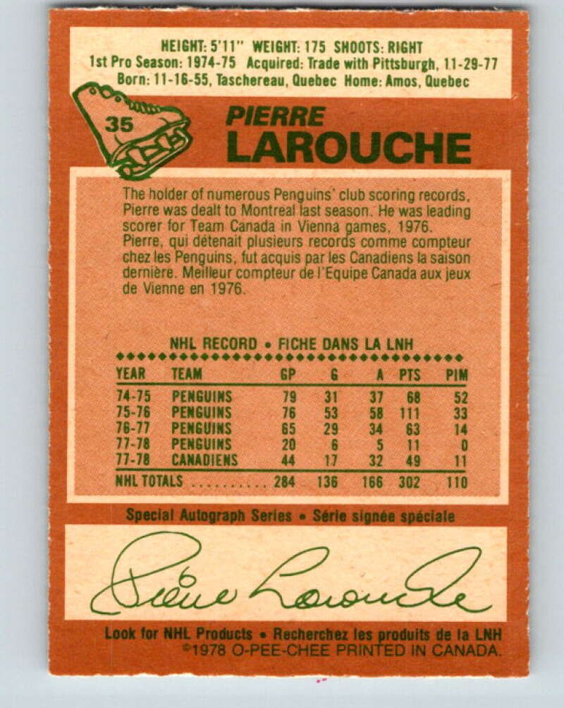 1978-79 O-Pee-Chee #35 Pierre Larouche  Montreal Canadiens  V21283