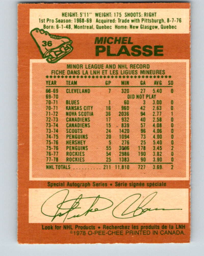 1978-79 O-Pee-Chee #36 Michel Plasse  Colorado Rockies  V21295