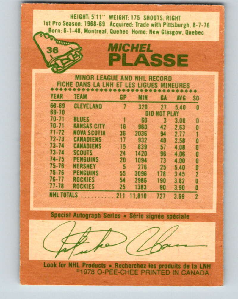1978-79 O-Pee-Chee #36 Michel Plasse  Colorado Rockies  V21297