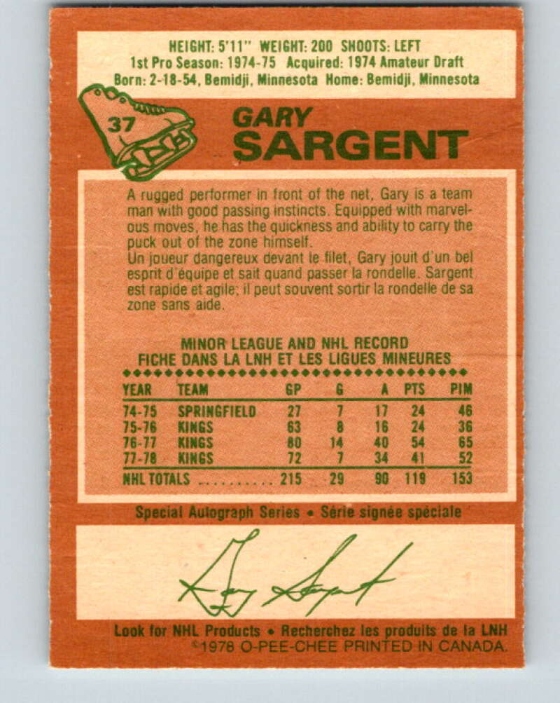 1978-79 O-Pee-Chee #37 Gary Sargent  Minnesota North Stars  V21317