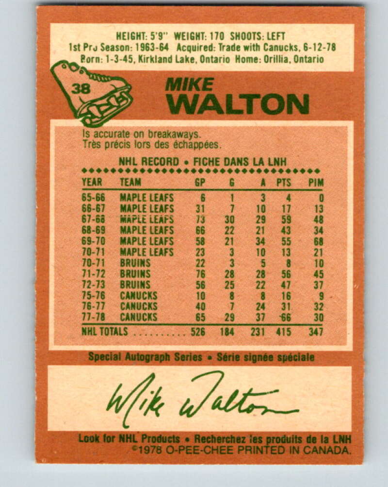 1978-79 O-Pee-Chee #38 Mike Walton  St. Louis Blues  V21337