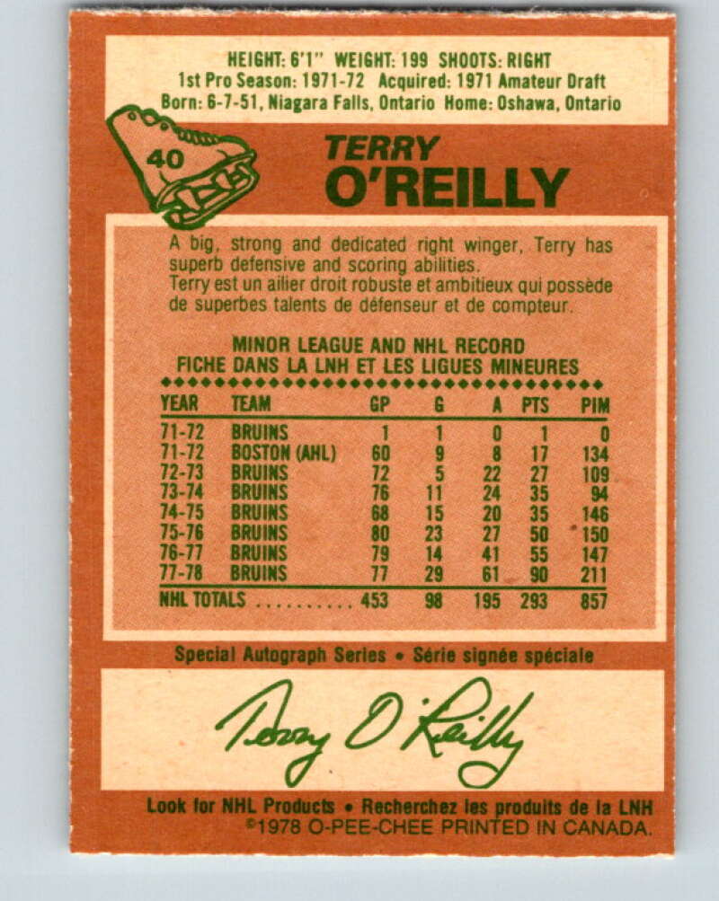 1978-79 O-Pee-Chee #40 Terry O'Reilly AS  Boston Bruins  V21366