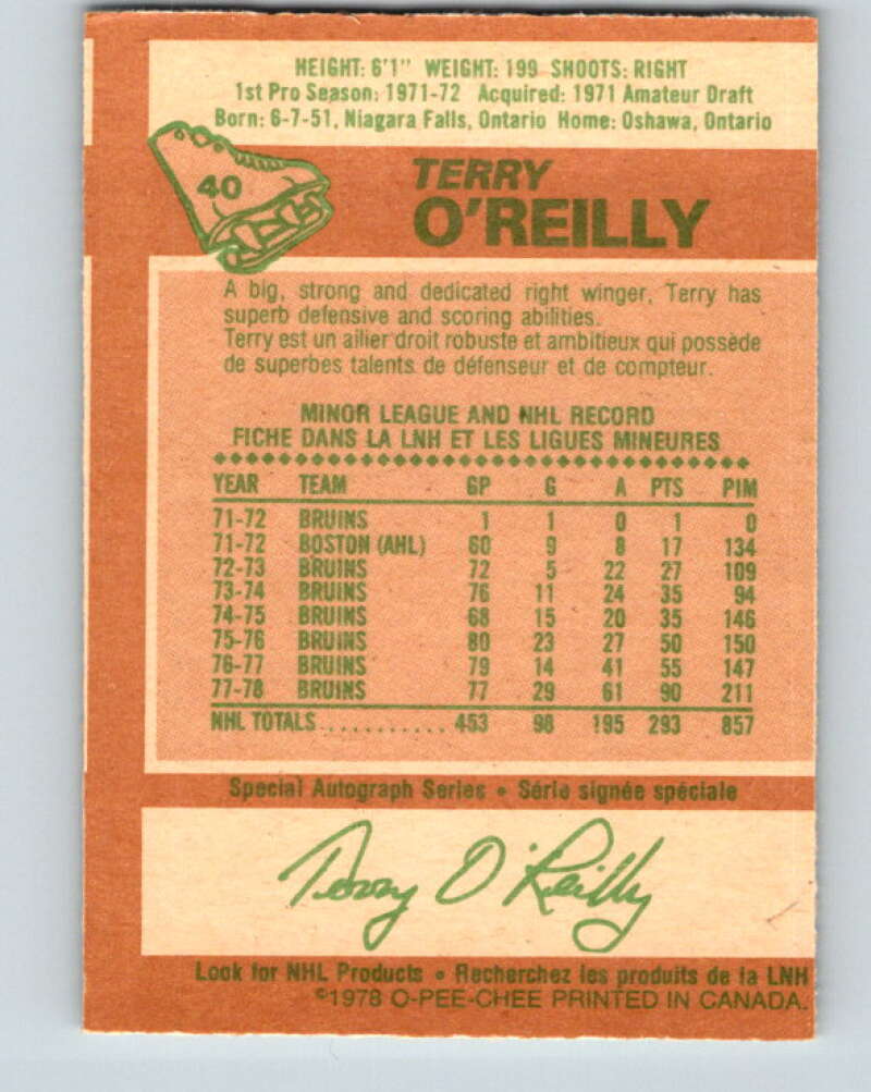 1978-79 O-Pee-Chee #40 Terry O'Reilly AS  Boston Bruins  V21367