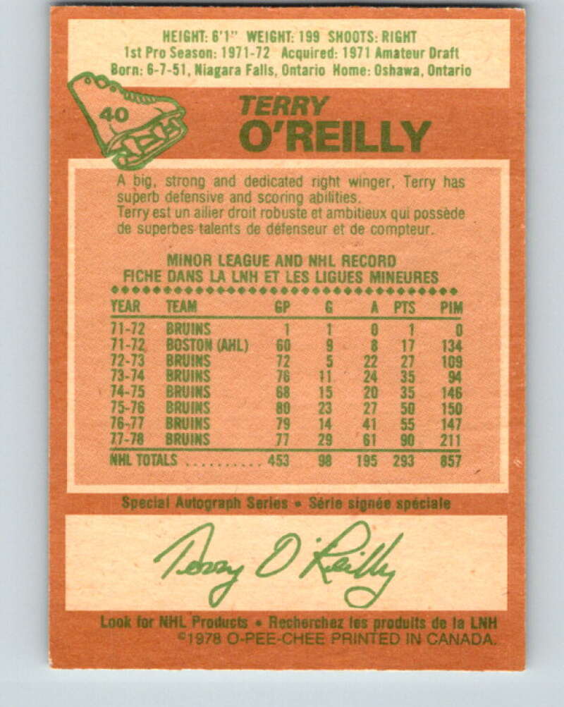 1978-79 O-Pee-Chee #40 Terry O'Reilly AS  Boston Bruins  V21369