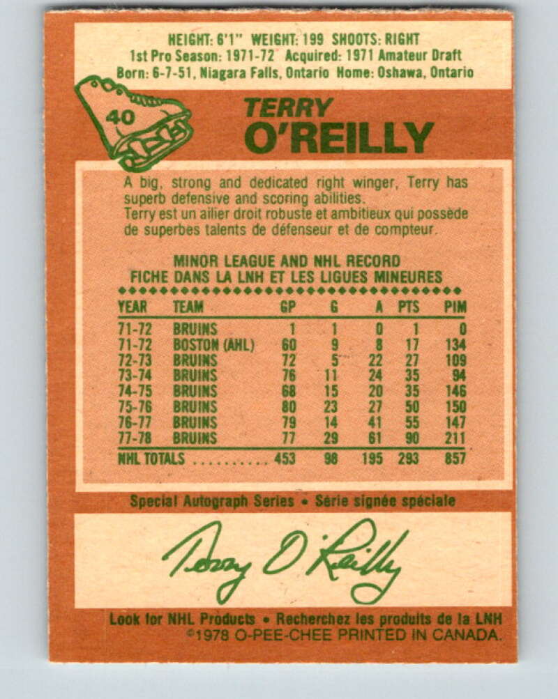 1978-79 O-Pee-Chee #40 Terry O'Reilly AS  Boston Bruins  V21371