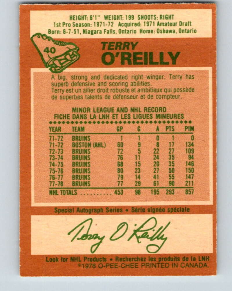 1978-79 O-Pee-Chee #40 Terry O'Reilly AS  Boston Bruins  V21373