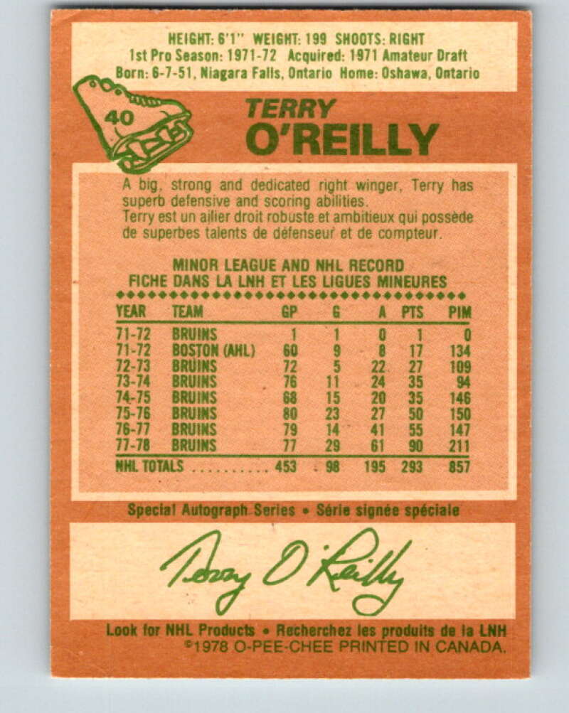 1978-79 O-Pee-Chee #40 Terry O'Reilly AS  Boston Bruins  V21376