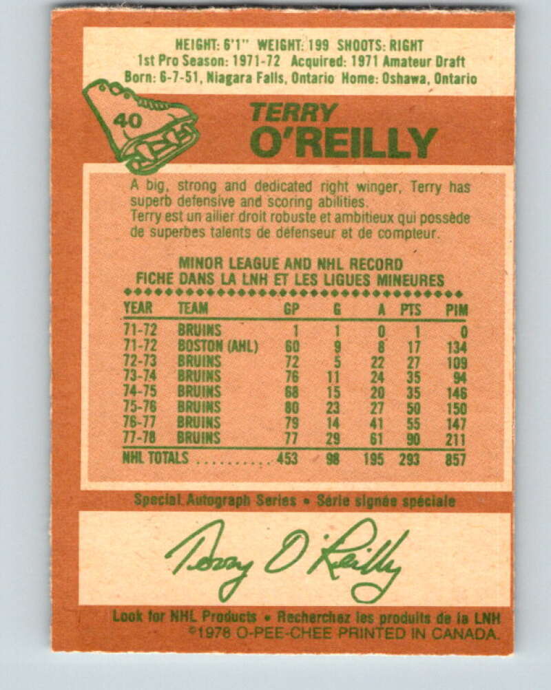 1978-79 O-Pee-Chee #40 Terry O'Reilly AS  Boston Bruins  V21378