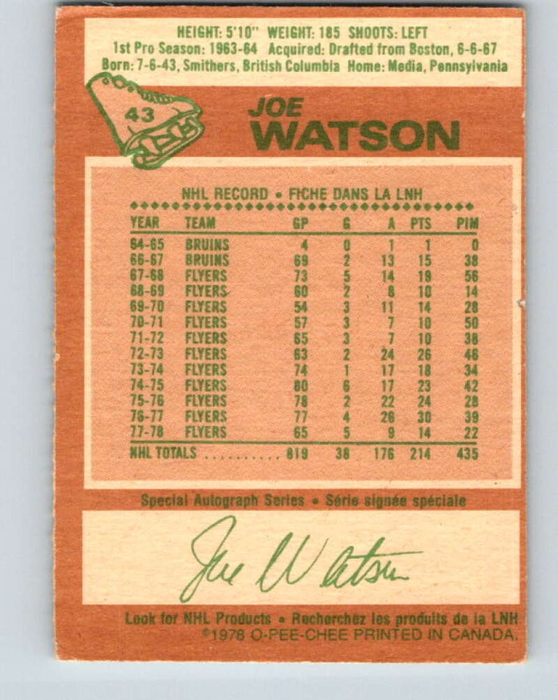 1978-79 O-Pee-Chee #43 Joe Watson  Colorado Rockies  V21424