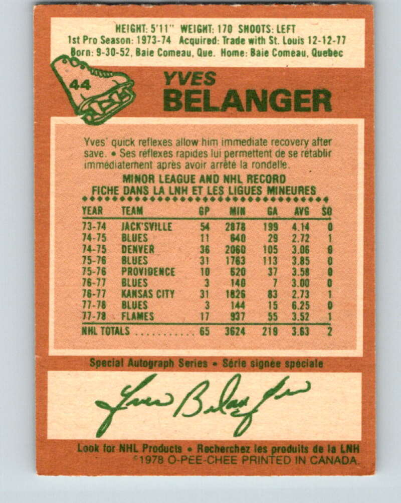 1978-79 O-Pee-Chee #44 Yves Belanger  Atlanta Flames  V21440