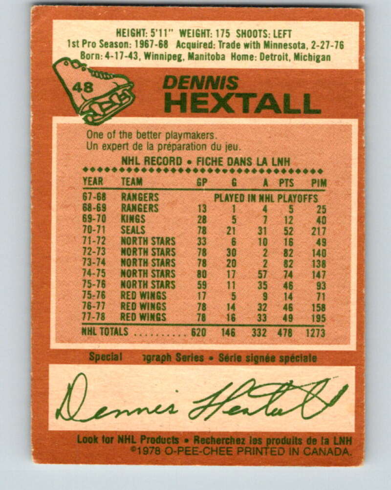 1978-79 O-Pee-Chee #48 Dennis Hextall  Detroit Red Wings  V21511