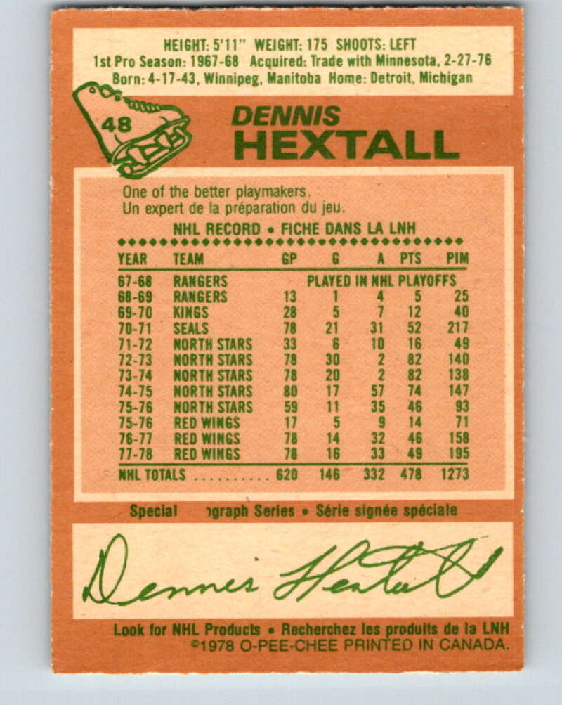 1978-79 O-Pee-Chee #48 Dennis Hextall  Detroit Red Wings  V21513