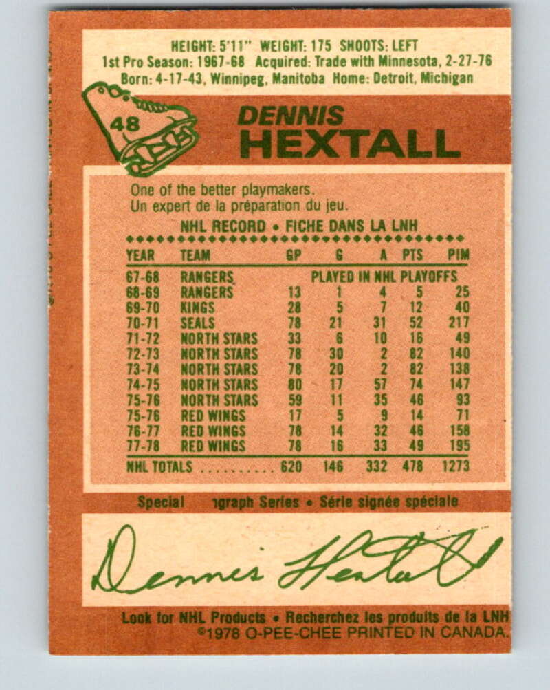 1978-79 O-Pee-Chee #48 Dennis Hextall  Detroit Red Wings  V21519