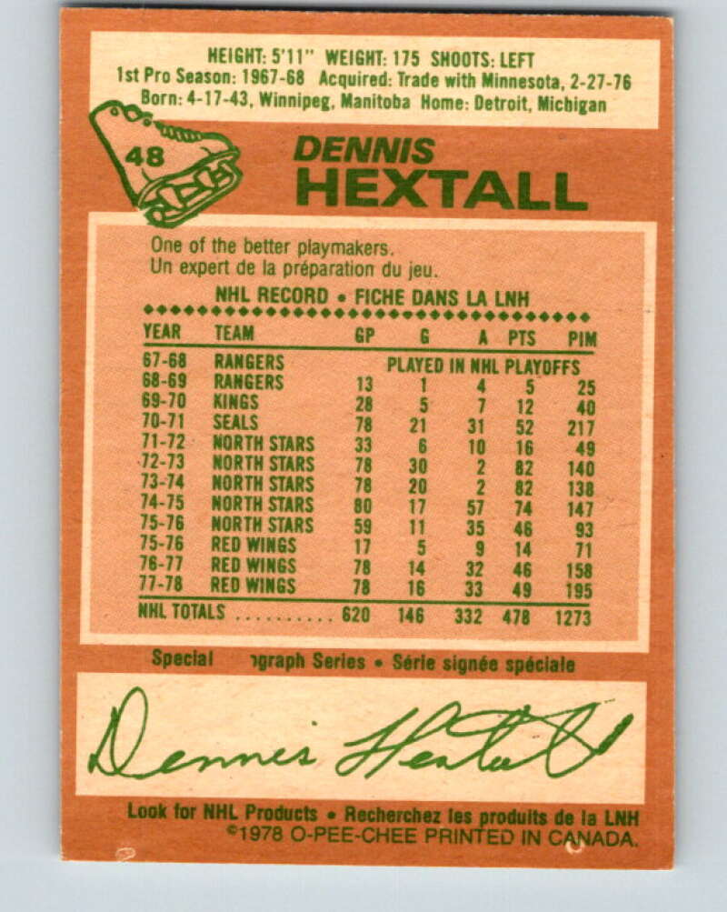 1978-79 O-Pee-Chee #48 Dennis Hextall  Detroit Red Wings  V21520