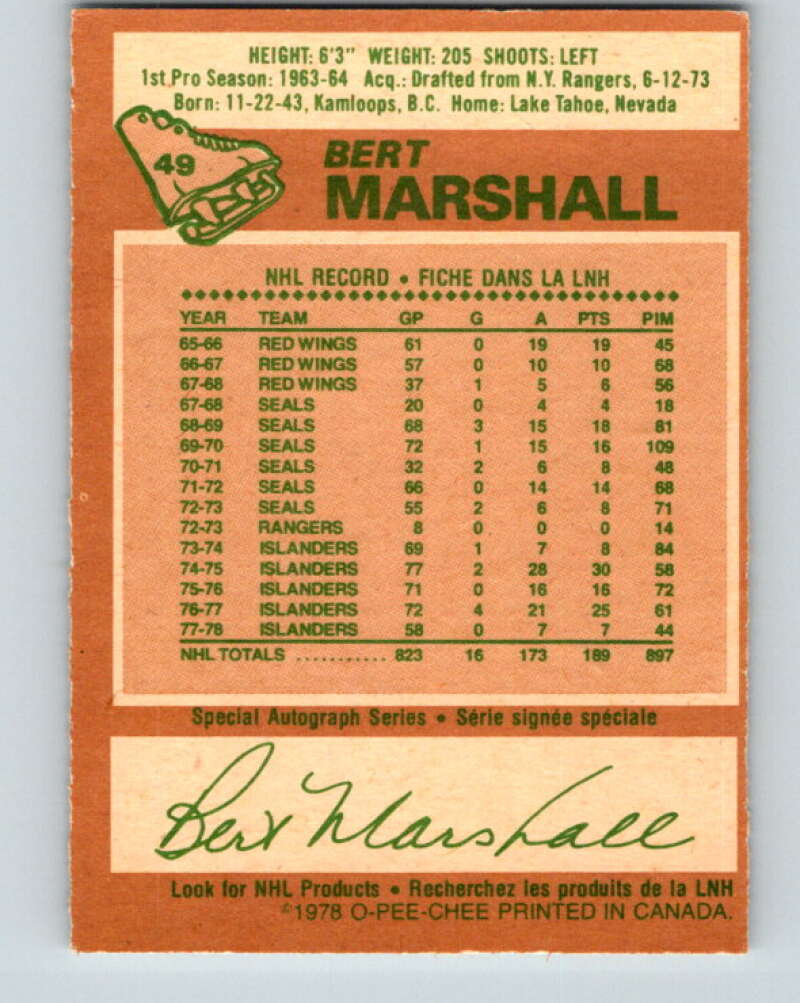 1978-79 O-Pee-Chee #49 Bert Marshall  New York Islanders  V21529