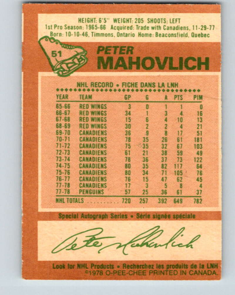 1978-79 O-Pee-Chee #51 Pete Mahovlich  Pittsburgh Penguins  V21546