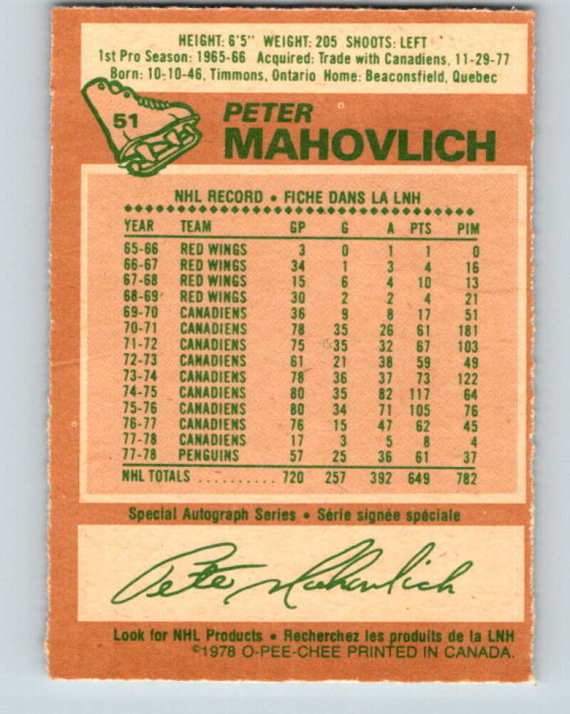 1978-79 O-Pee-Chee #51 Pete Mahovlich  Pittsburgh Penguins  V21551