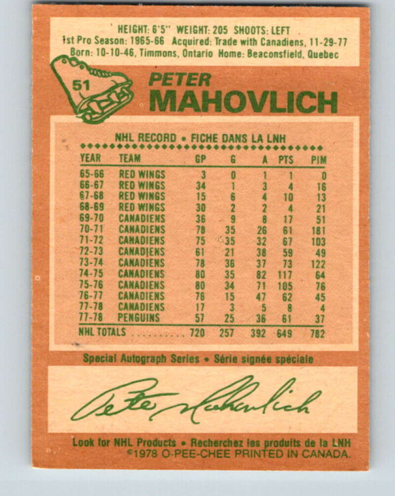 1978-79 O-Pee-Chee #51 Pete Mahovlich  Pittsburgh Penguins  V21552