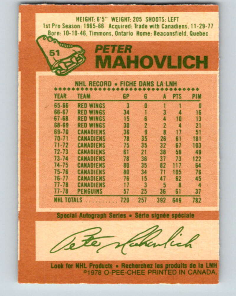 1978-79 O-Pee-Chee #51 Pete Mahovlich  Pittsburgh Penguins  V21559