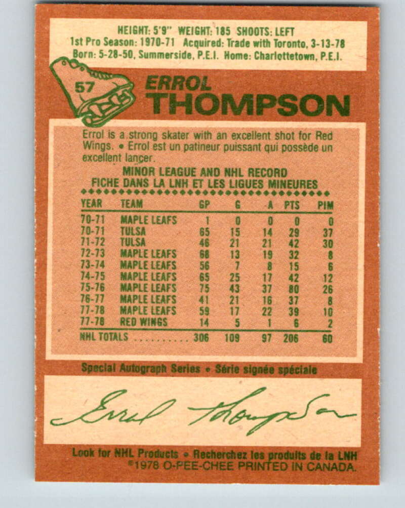 1978-79 O-Pee-Chee #57 Errol Thompson  Detroit Red Wings  V21644