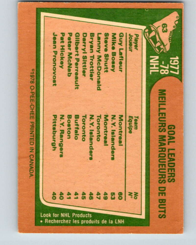 1978-79 O-Pee-Chee #63 Guy Lafleur/Mike Bossy/Steve Shutt LL   V21739