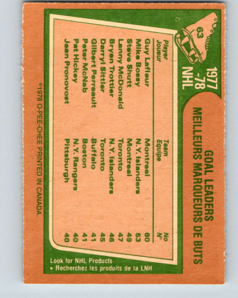 1978-79 O-Pee-Chee #63 Guy Lafleur/Mike Bossy/Steve Shutt LL   V21741