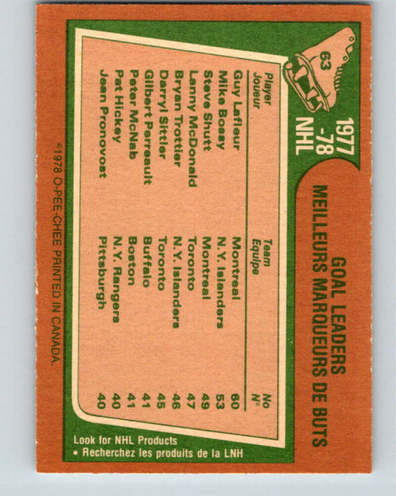 1978-79 O-Pee-Chee #63 Guy Lafleur/Mike Bossy/Steve Shutt LL   V21744