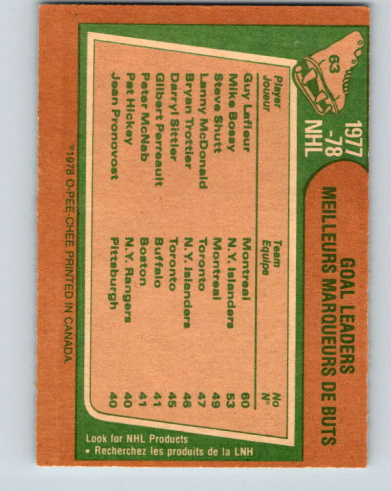 1978-79 O-Pee-Chee #63 Guy Lafleur/Mike Bossy/Steve Shutt LL   V21746
