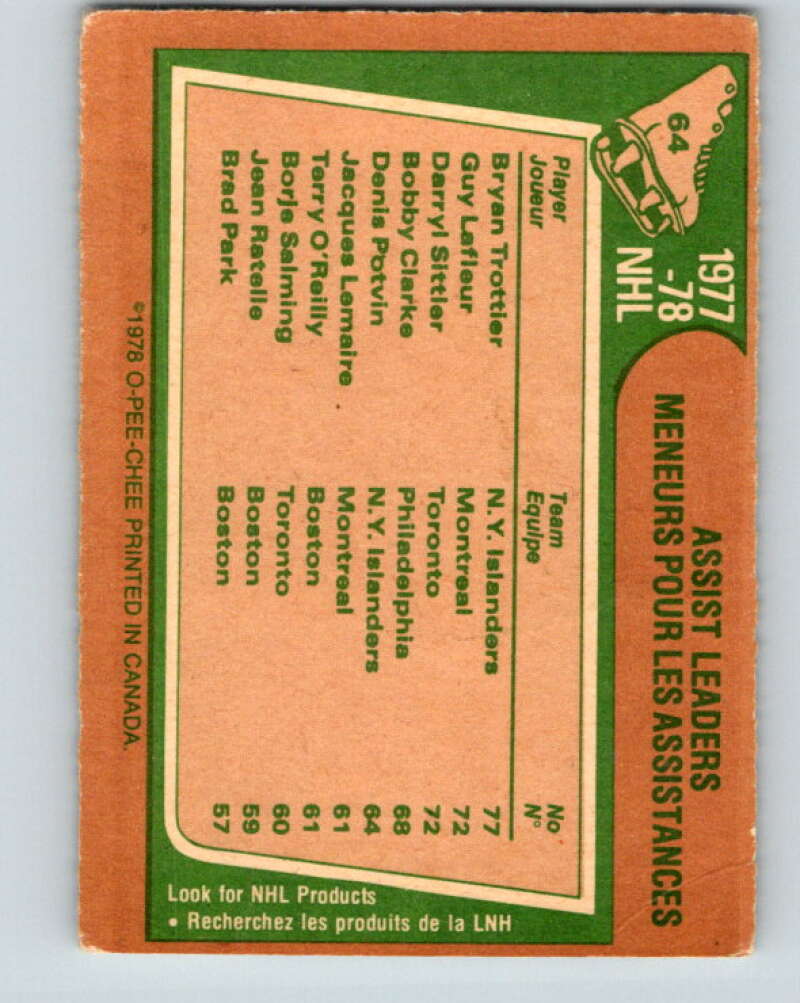 1978-79 O-Pee-Chee #64 Brian Trottier/Guy Lafleur/Darryl Sittler LL   V21757