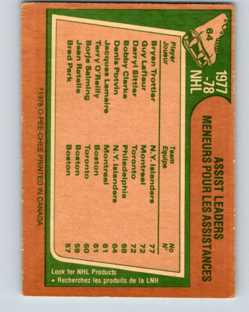 1978-79 O-Pee-Chee #64 Brian Trottier/Guy Lafleur/Darryl Sittler LL   V21759