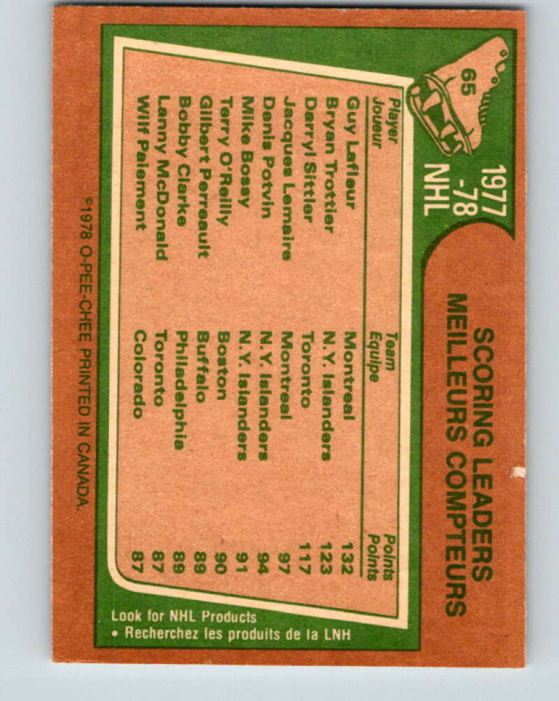 1978-79 O-Pee-Chee #65 Guy Lafleur/Brian Trottier/Darryl Sittler LL   V21767