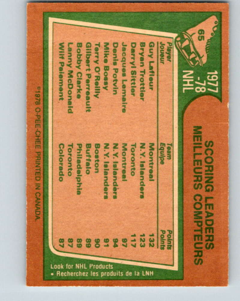 1978-79 O-Pee-Chee #65 Guy Lafleur/Brian Trottier/Darryl Sittler LL   V21769
