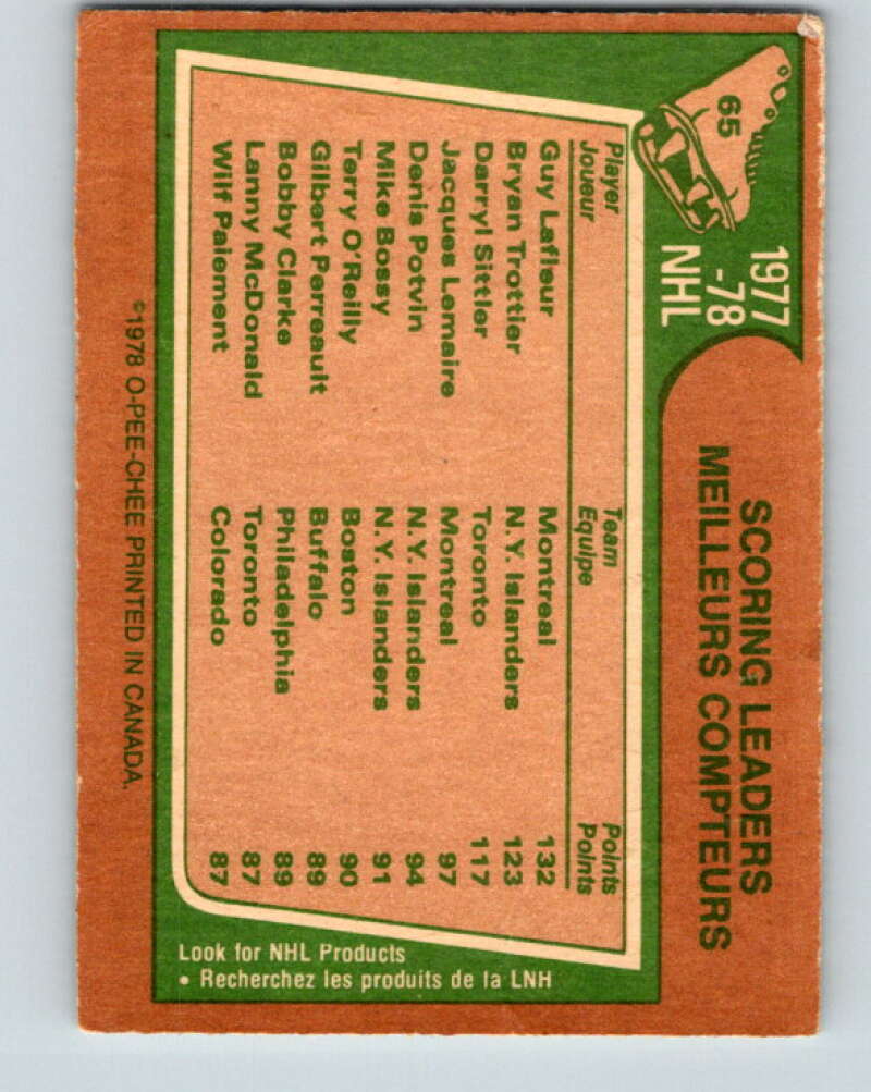 1978-79 O-Pee-Chee #65 Guy Lafleur/Brian Trottier/Darryl Sittler LL   V21776