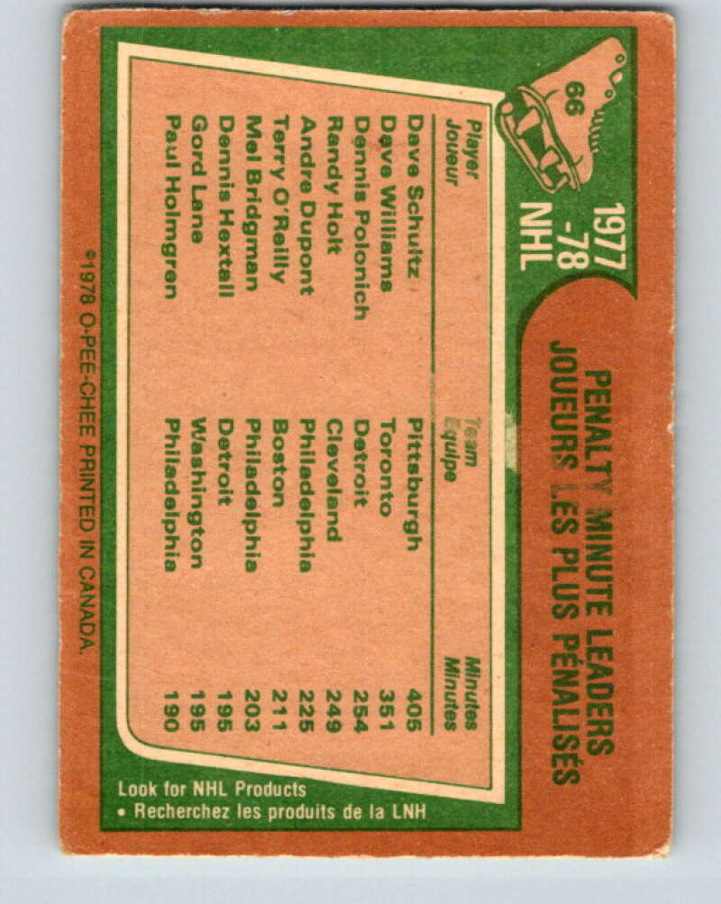1978-79 O-Pee-Chee #66 Dave Shultz/Dave Williams/Dennis Polonich  V21777