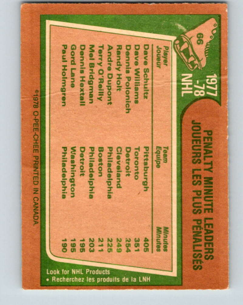 1978-79 O-Pee-Chee #66 Dave Shultz/Dave Williams/Dennis Polonich  V21779