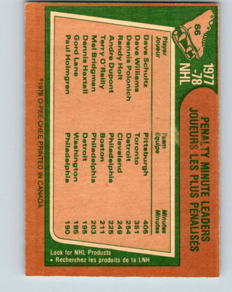 1978-79 O-Pee-Chee #66 Dave Shultz/Dave Williams/Dennis Polonich  V21780