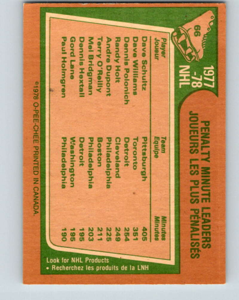 1978-79 O-Pee-Chee #66 Dave Shultz/Dave Williams/Dennis Polonich  V21783