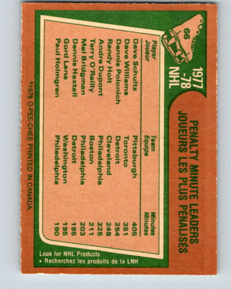 1978-79 O-Pee-Chee #66 Dave Shultz/Dave Williams/Dennis Polonich  V21784