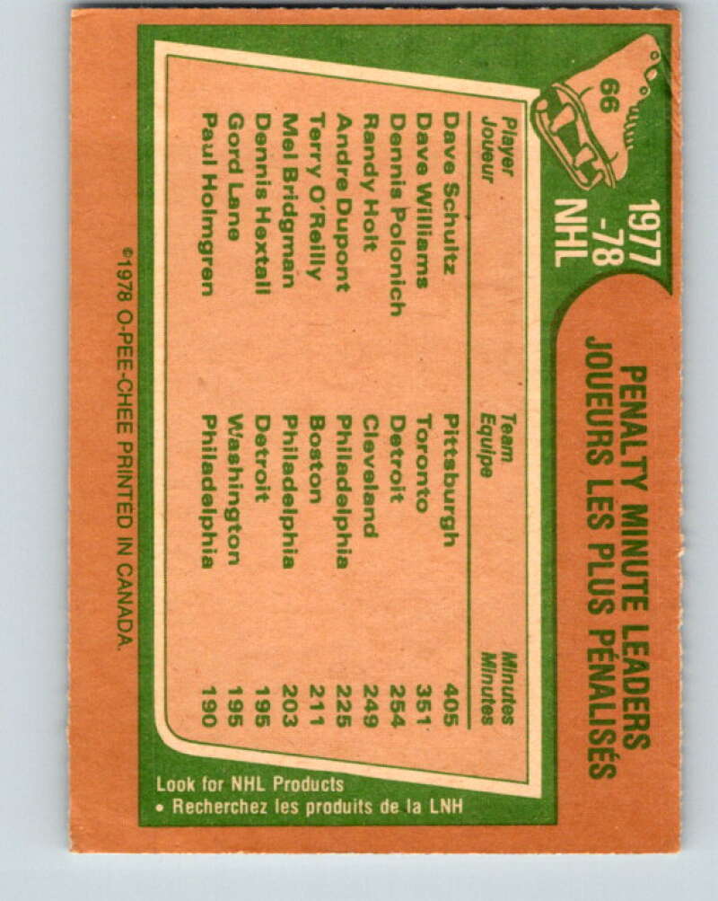 1978-79 O-Pee-Chee #66 Dave Shultz/Dave Williams/Dennis Polonich  V21786