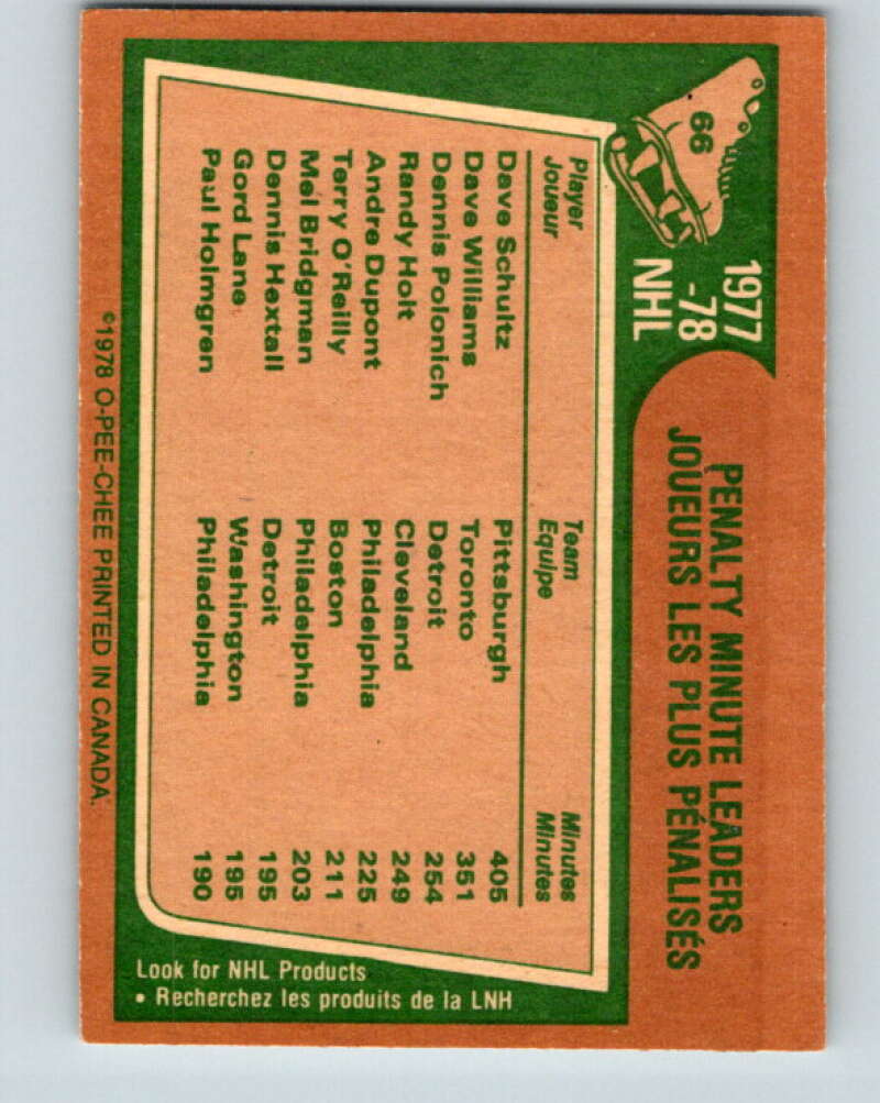 1978-79 O-Pee-Chee #66 Dave Shultz/Dave Williams/Dennis Polonich  V21789