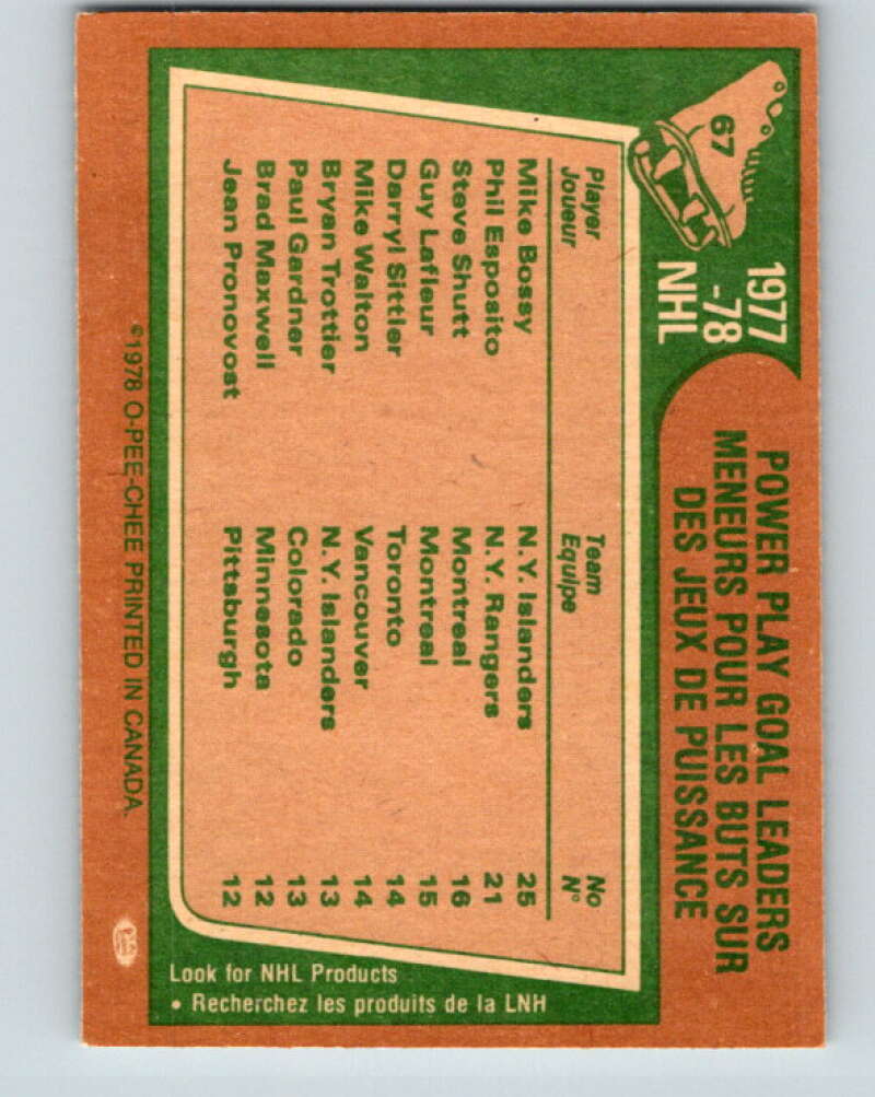 1978-79 O-Pee-Chee #67 Mike Bossy/Phil Esposito/Steve Shutt LL   V21794